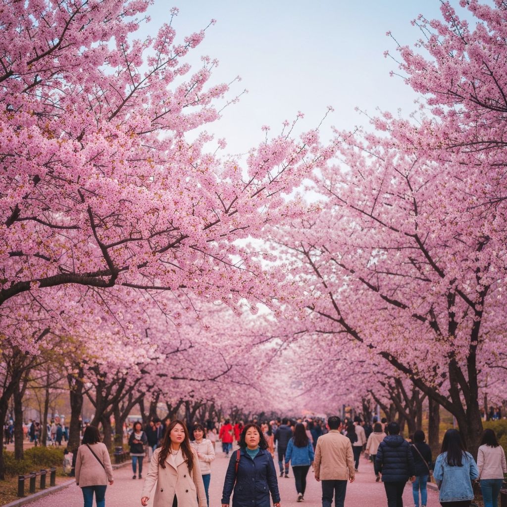 Cerisiers en fleurs à Séoul au printemps - Meilleure période pour voyager en Corée du Sud